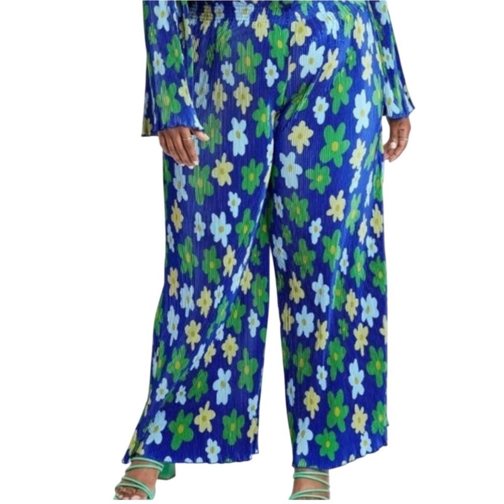 Sammy B Pants Women 3X 4X Multicolor Floral Pleated Wide Leg Paperbag Target NWT